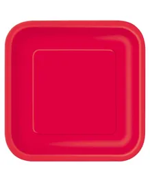Unique Ruby Red Square Plate Pack of 14 - 7 Inches