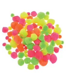 Creativity Intl Pom Poms Fluorescent Pack Of 100 - Assorted Colours