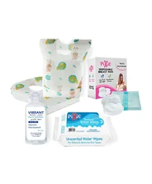 Pixie Breast Pads  Bibs  Water Wipes  Vibrant Sanitiser - Value Pack of 4