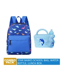 Star Babies Back To School Combo  Backpack + Water Bottle + Lunch Box Blue - 10 Inches