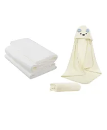 Star Babies Hooded Towel With Disposable Towel 3 Pieces - Cream