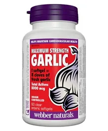 WEBBER NATURALS Maximum Strength Garlic Health Supplement - 60 Softgels