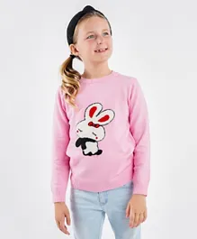 Kookie Kids Bunny Print Sweater - Pink