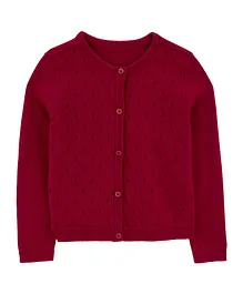 Carter's Pointelle Sweater Knit Cardigan - Red