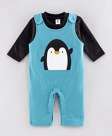 ToffyHouse Full Sleeve Winterwear Romper Penguin Patch - Blue