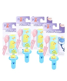 Pixie  Pacifier Holder Duck Print Pack of 4 - Pink