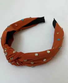 The Girl Cap Hairband With Color Stones - Rust