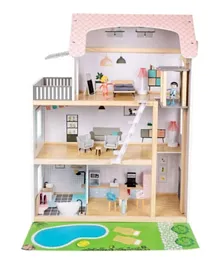 Little Angel Kids Wooden Furnished Doll House Toy Play Set - 80cm