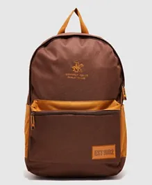 Beverly Hills Polo Club Logo Embroidered Backpack Brown - 18 Inches