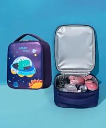Snack Attack Dino Space Theme Insulated Lunch Bag - Blue