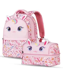 Nohoo Kids School Bag with Lunch Bag Combo Unicorn Pink - 16 Inches