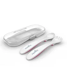 Nuvita Easy Eating Spoon & Fork with Pouch Set - Grey
