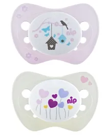 Nip Lavender Heart & Birdhouse Life Silicone Soothers - Pack of 2