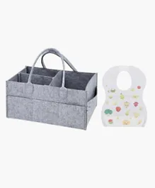 Star Babies Caddy Diaper Bag With 10 Disposable Bibs - Dark Grey