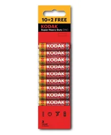 Kodak Super Heavy Duty Zinc AAA Batteries - 12 Pieces