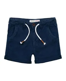 Minoti Cotton Solid Woven Peached Pull On Shorts - Navy Blue