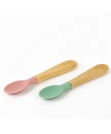 Citron Organic Bamboo Spoons Set of 2 - Green & Pink