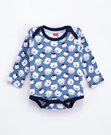 Babyhug Full Sleeves Onesie Penguin Print - Blue