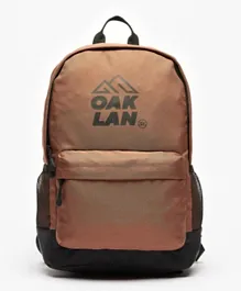 Oaklan by ShoeExpress Logo Print Backpack with Zip Closure Brown