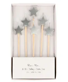 Meri Meri Silver Star Candles - Pack of 6