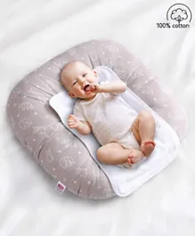 Babyhug 100% CottonPremium Baby Lounger With Waterproof Sheet Geometric Animals Print - Grey