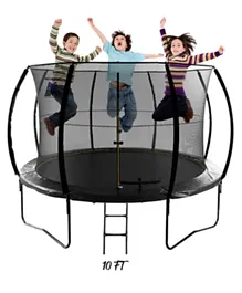 Megastar Jump N Bounce 10Ft Trampoline With Enclosure Net - Black