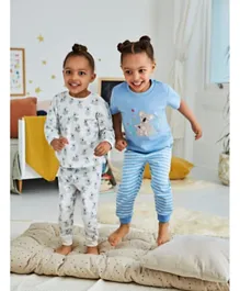 JoJo Maman Bebe 2 Pack Koala Jersey Pyjamas - Blue