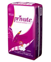 Private Maxi Pocket Night Sanitary Pads - 24 Pieces