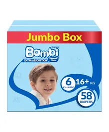Sanita Bambi Baby Diapers Jumbo Box  Size 6 - 58 Pieces