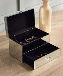 صندوق مجوهرات زجاجي بطابقين بلمسة معدنية لاماك من هوم بوكس