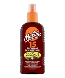 MALIBU Bronzing Tanning Oil With Coconut Oil SPF 15 - 200mL