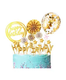 Party Propz Happy Birthday Confetti Cake Topper - Gold