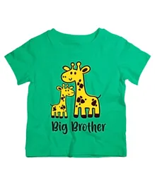 Twinkle Hands Half Sleeves Big Brother Print Cotton T-Shirt - Green