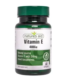 Natures Aid Vitamin E 400IU Food Supplement - 60 Softgels