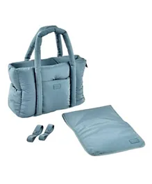 Beaba Paris Puffy Changing Bag With Pushchair Straps And Changing Mat, Quilted Fabric, Integrated Insulated Pocket, Pushchair Fastening System, 25L - Blatic Blue