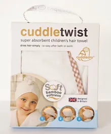 Cuddledry Cuddle Twist Bamboo Hair Towel - Ecru & Gingham