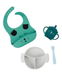 Babymoov Learn Silicone Meal Set Blue Dog - 4 Pieces