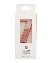 Talking Tables Glitter Number Candle 7 - Rose Gold
