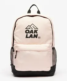 Oaklan by ShoeExpress Logo Print Backpack with Zip Closure Pink