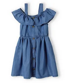 Minoti Solid Lyocell Denim Dress - Blue