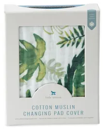Little Unicorn Cotton Muslin Changing Pad Cover Tropical Leaf - White