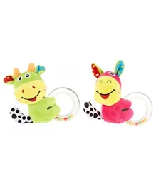 Pixie Cattle Rattle Toy + Donkey Rattle Toy - Multicolour