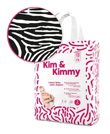 Kim & Kimmy Zebra Diapers Size 2 - 72 Pieces