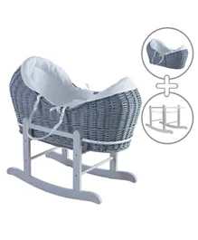 Kinder Valley Waffle Pod Moses Basket With Rocking Stand - White & Grey