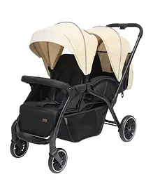 Moon Dois Foldable Twin Stroller with Adjustable Leg Rest - Red