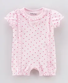 Babyoye Short Sleeves Romper Polka Dot Print - Pink