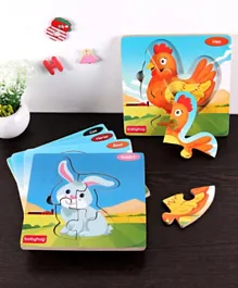 Babyhug Blossoms Farm Animals Theme Wooden 5 Pack Board Puzzle - 20 Pieces