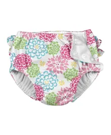 Green Sprouts Snap Reusable Absorbent Swim Diaper - White Zinnia