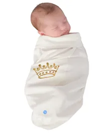 BABYjoe Baby Cocoon Swaddle Crown Baby with Headpiece and Announcement Card - White