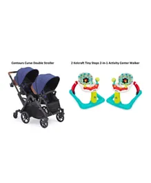 Kolcraft Contours Curve Double Stroller and 2 Tiny Steps 2-in-1 Activity Center Walker